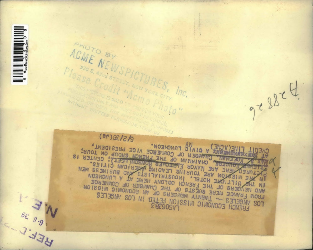 1939 Press Photo Mayor Fletcher Bowron, Etienne Fougere, Max A. Koffman