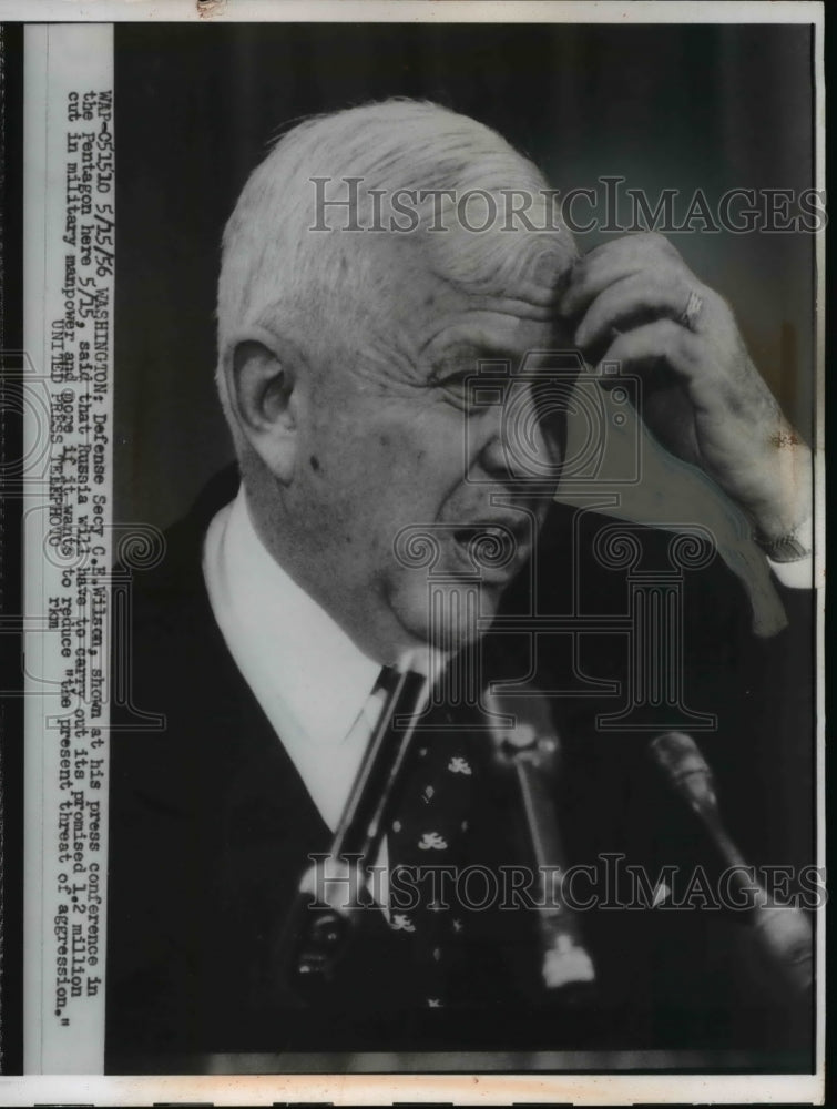1956 Press Photo Defense Secretary CH Wilson at Press Conference - nee14937