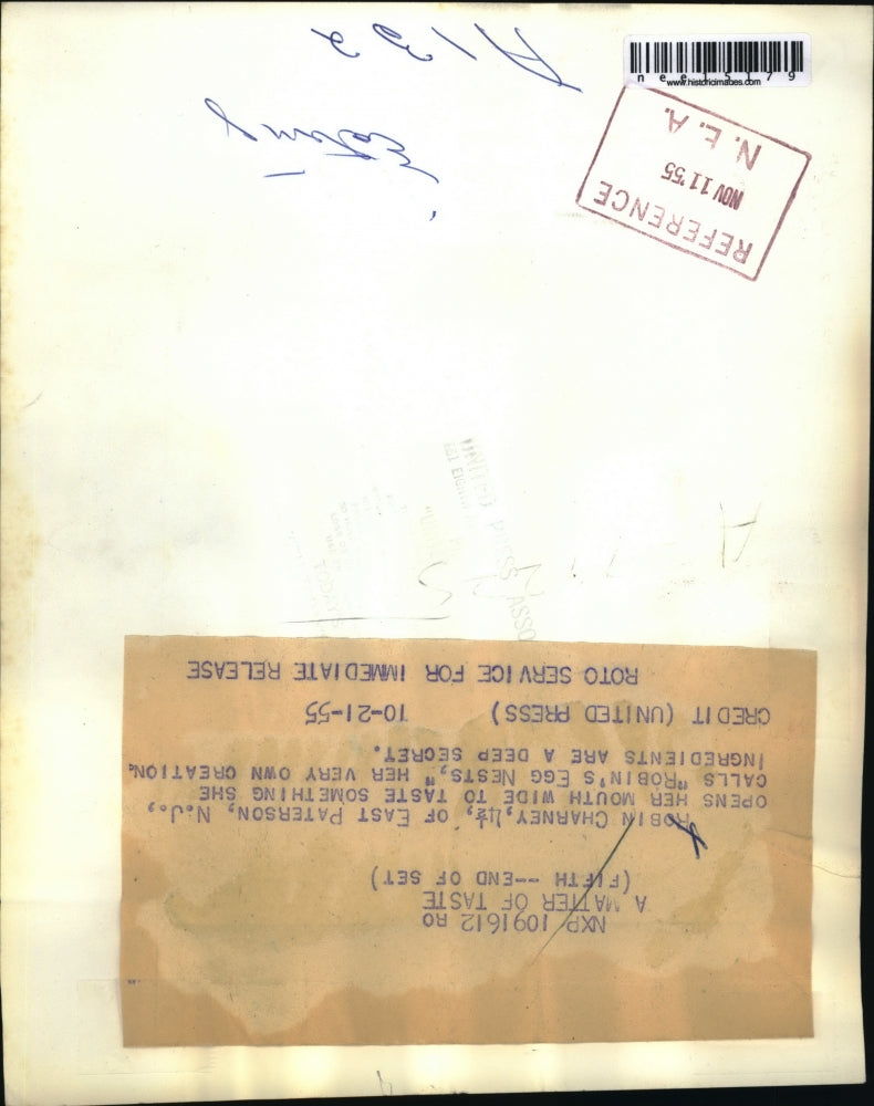 1955 Press Photo Robin Charney taste's her "Robin's Nest Egg" - nee15179