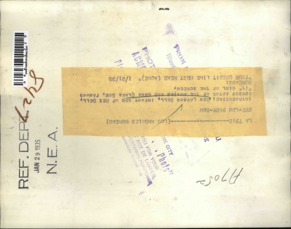 1935 Press Photo Rex Larsow Bell, Infant Son of rex Bell - nee15229