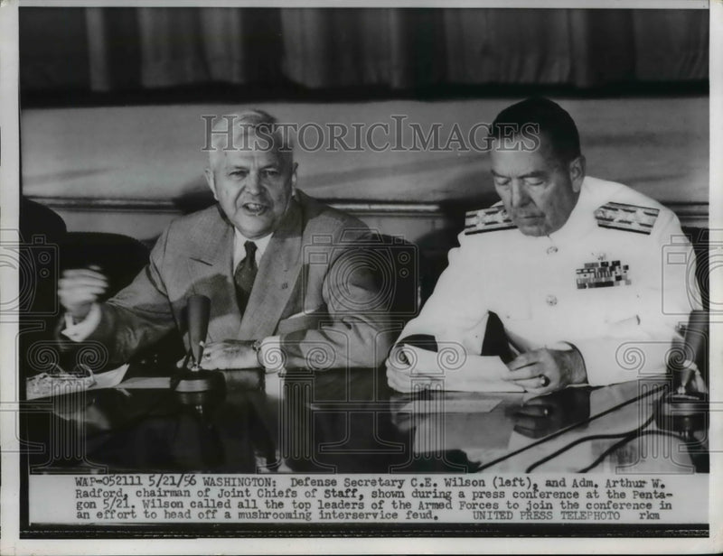 Load image into Gallery viewer, 1956 Press Photo Defense Secretary Charles E. Wilson, Admiral Arthur W. Radford
