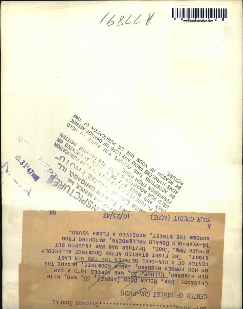 1947 Press Photo Mrs. Helen Wood, Wilbur, kidnapped by James Goostree