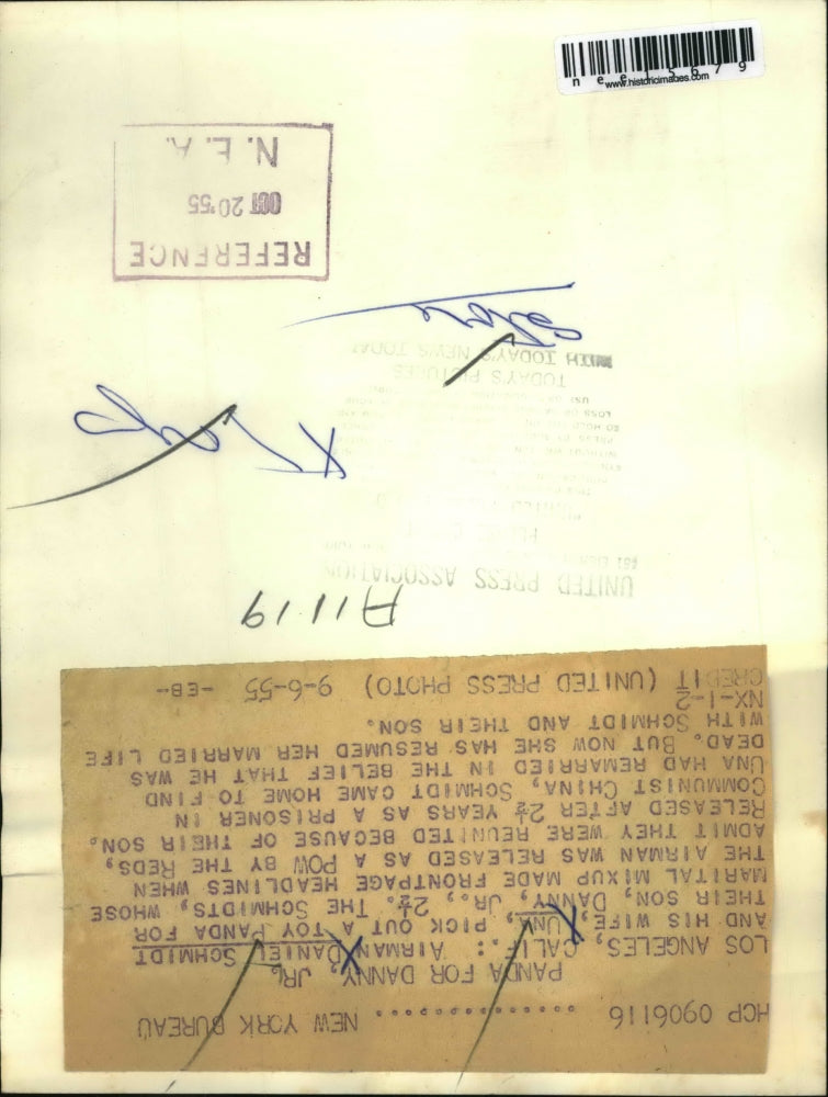 1955 Press Photo Los Angeles, CA Daniel Schmidt with wife Una - nee15679