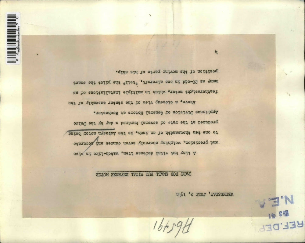 1941 Press Photo The autosyn motor being produced by Delco Appliance Division