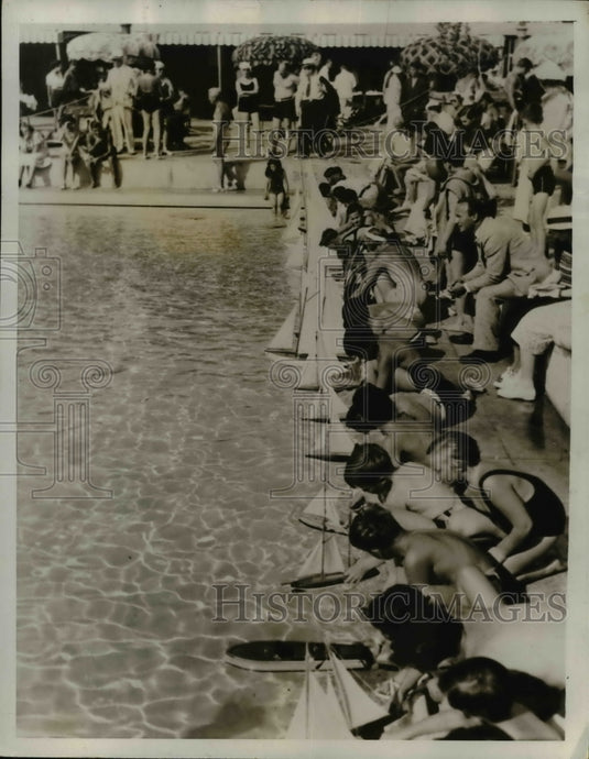 1935 Press Photo Bill Reagan is a participant at the Junior Sailing Regatta- Historic Images