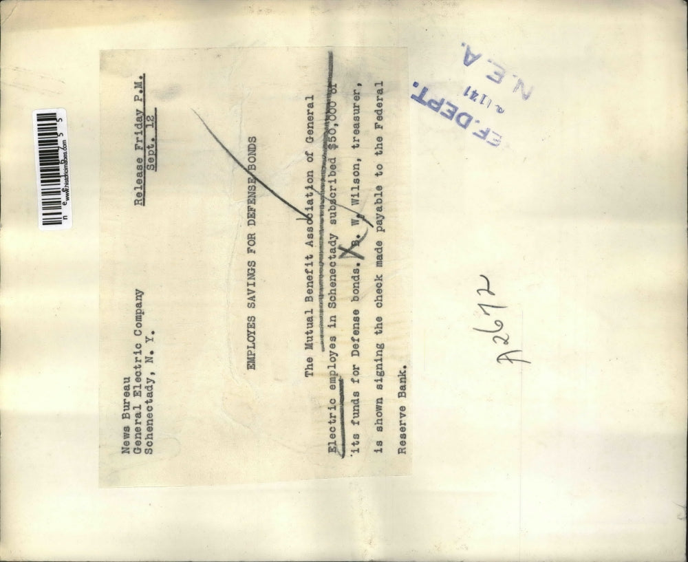 1941 Press Photo B.W.Wilson,treasurer,Mutual Benefit Association of GE