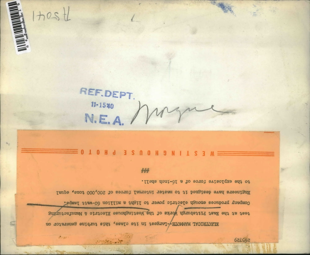 1940 Press Photo The turbine generator on test at the East Pittburgh