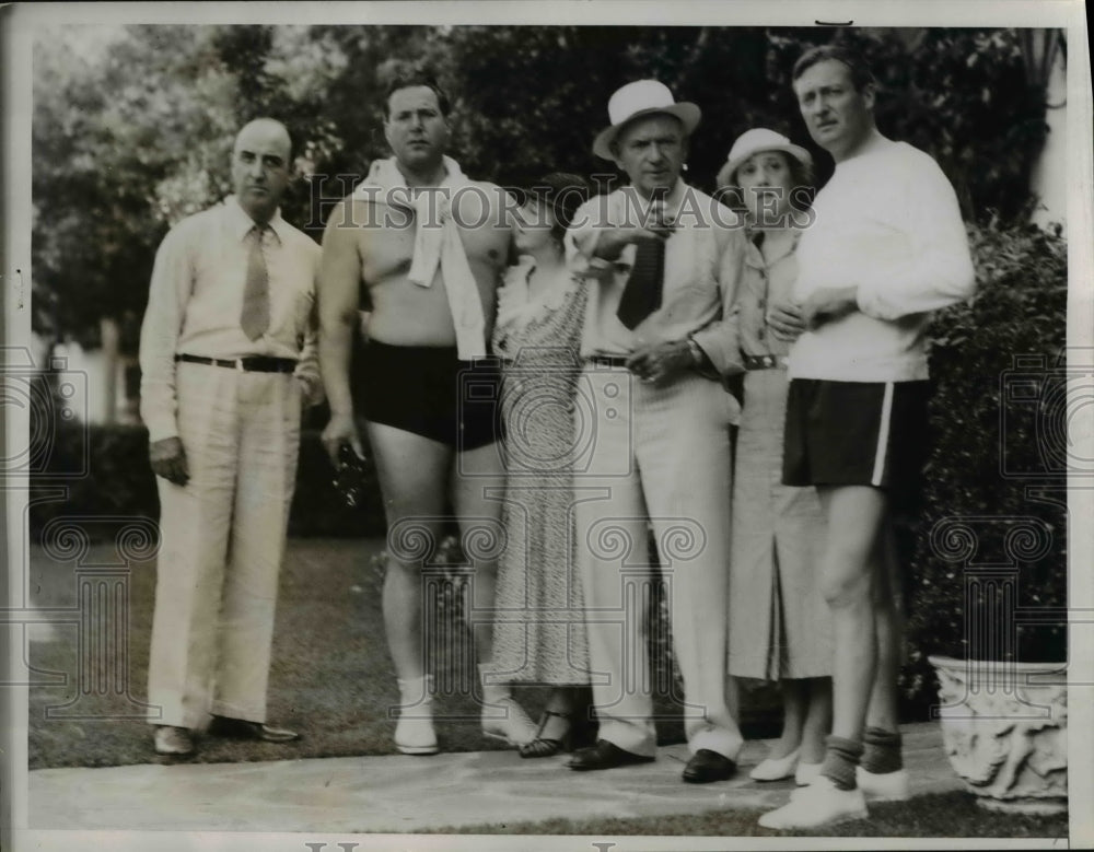 1934 Press Photo Notables at the Edmund Lowe home with Kernell, Lowe &amp; Cawthorn- Historic Images