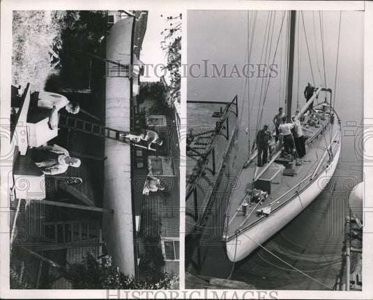 1950 Press Photo Burlingame Calif WH Dunn on yacht Awahner - nee17324