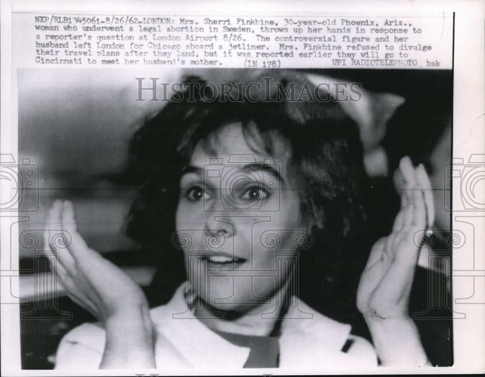 1962 Press Photo London Mrs Sherri Finkbineof Phoenix Az after legal abortion