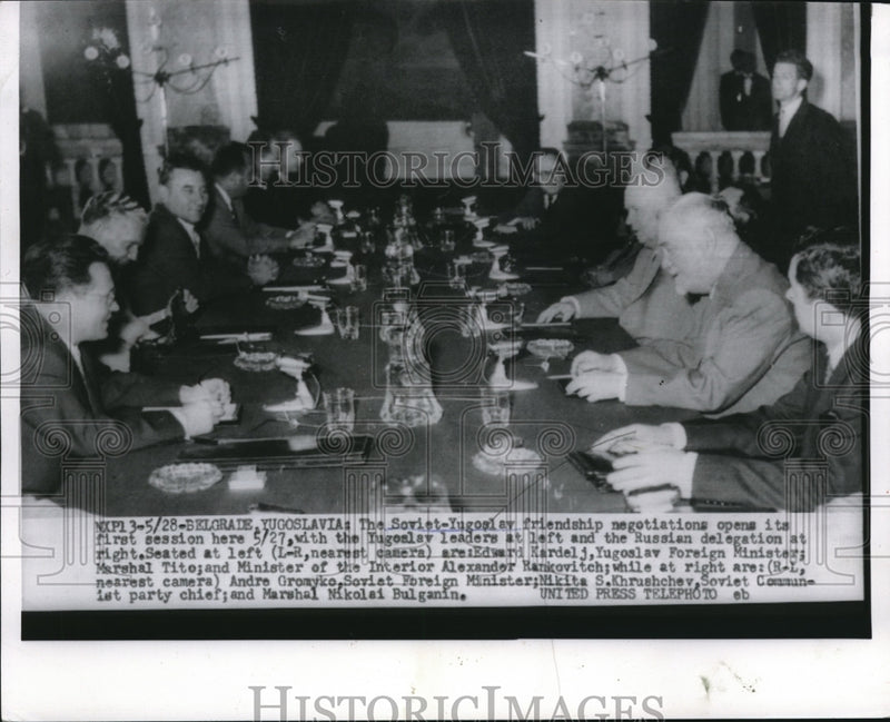 Load image into Gallery viewer, 1955 Press Photo E. Kardel Yugoslav Foreign Minister, Marshall Tito,Min. Nikita
