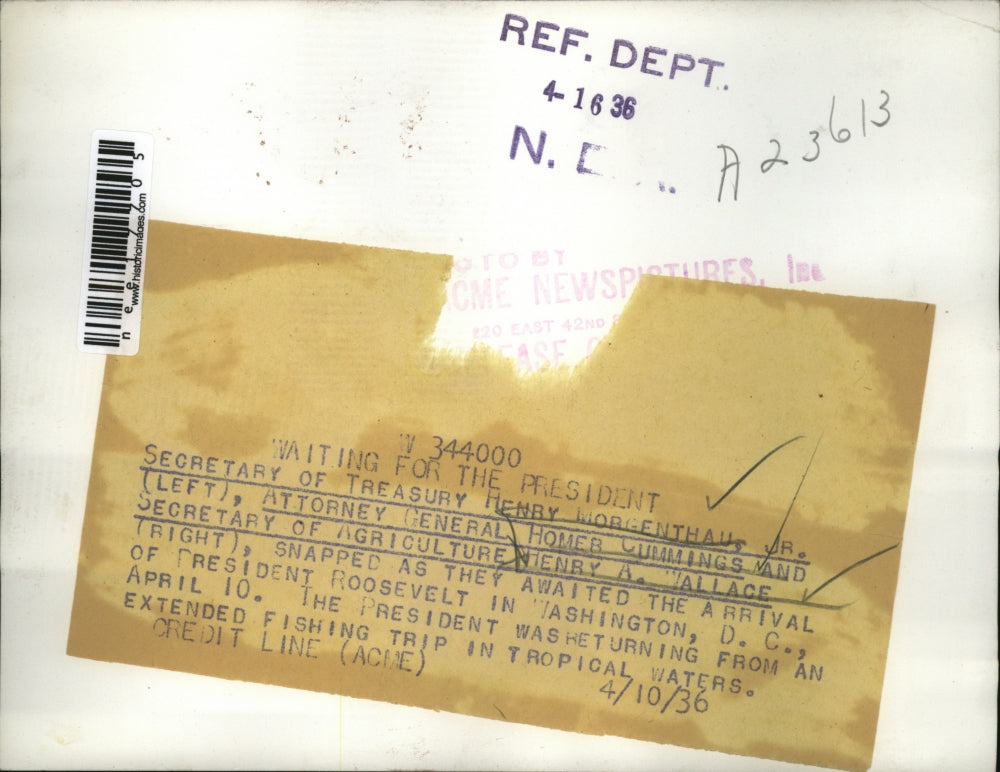 1936 Press Photo The secretary of treasury Henry Morgenthau Jr.