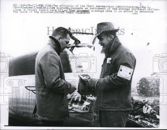 1957 Press Photo NY Civil Aeronautics Admin JA Christiansen, WE Crosby