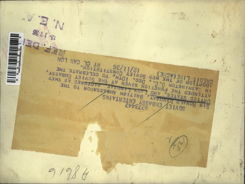 1936 Press Photo of Sir Ronald Lindsay and Lady Lindsay. - nee18014