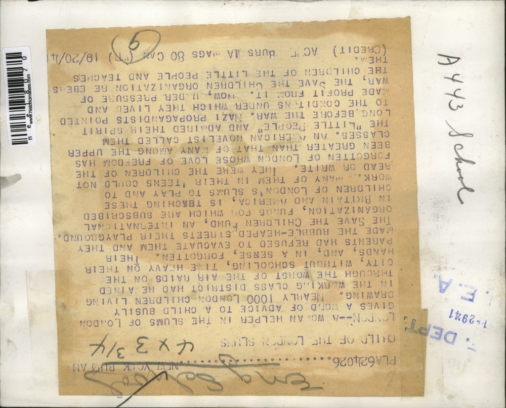 1941 Press Photo London England school children in a air raid shelter