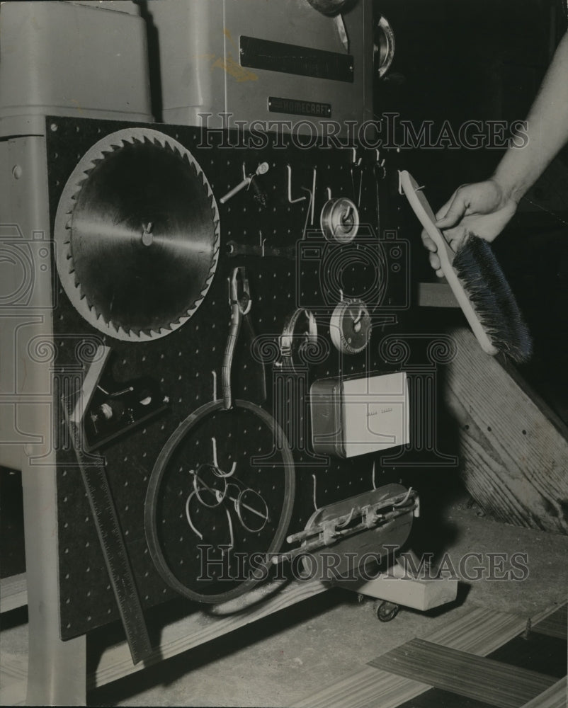 1958 Press Photo Power tool accessories by Masonite Corporation - nee18620