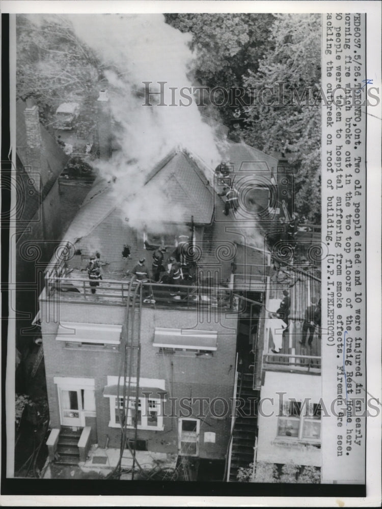1958 Press Photo Craig Rest Home Fire broke out and Killed 2 while injuring 10