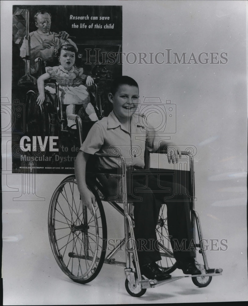 1958 Press Photo Robert Wilkinson, National Muscular Dystrophy Child - nee18755
