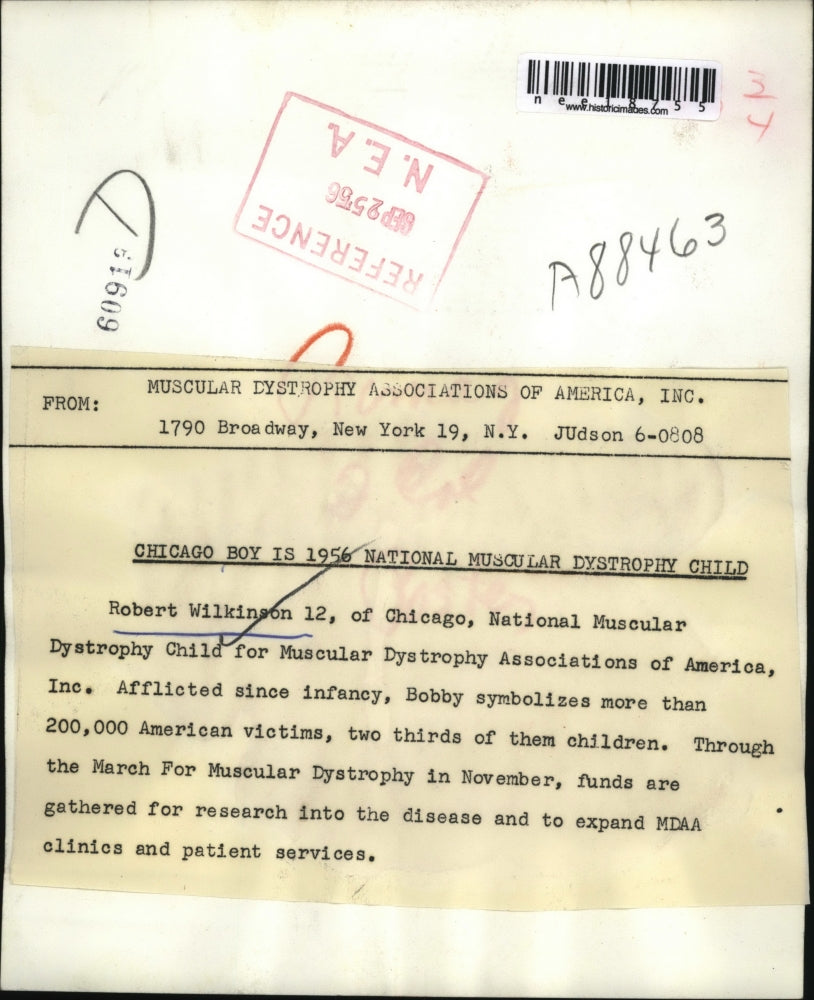 1958 Press Photo Robert Wilkinson, National Muscular Dystrophy Child - nee18755