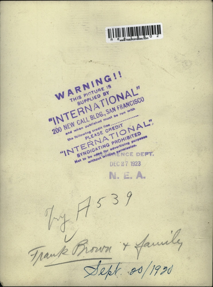 1923 Press Photo Frank Brown & His Family - nee18802