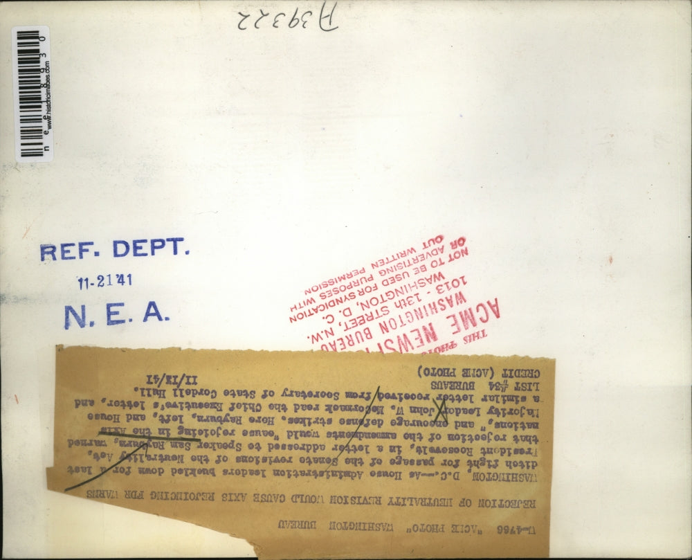 1941 Press Photo Wash DC House Speaker Sam Rayburn & John McCormack