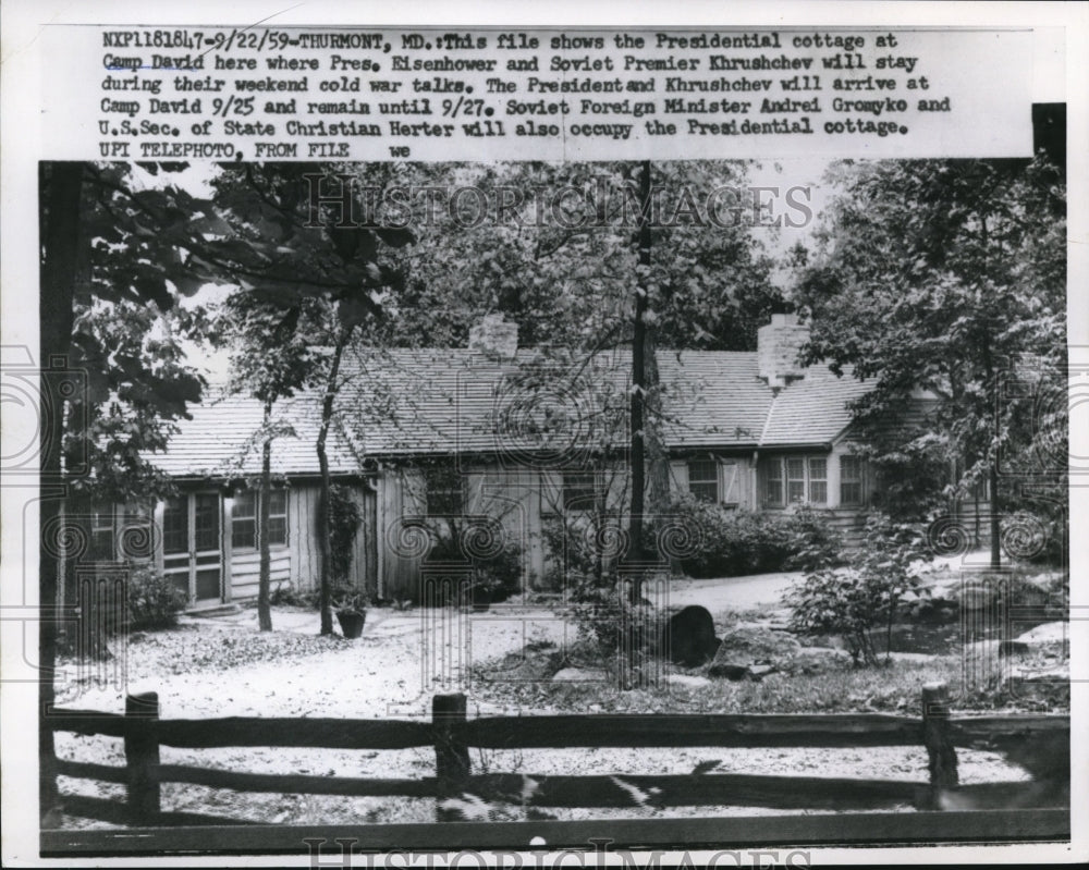 1959 Press Photo Presidential Cottage At Camp David - nee19020
