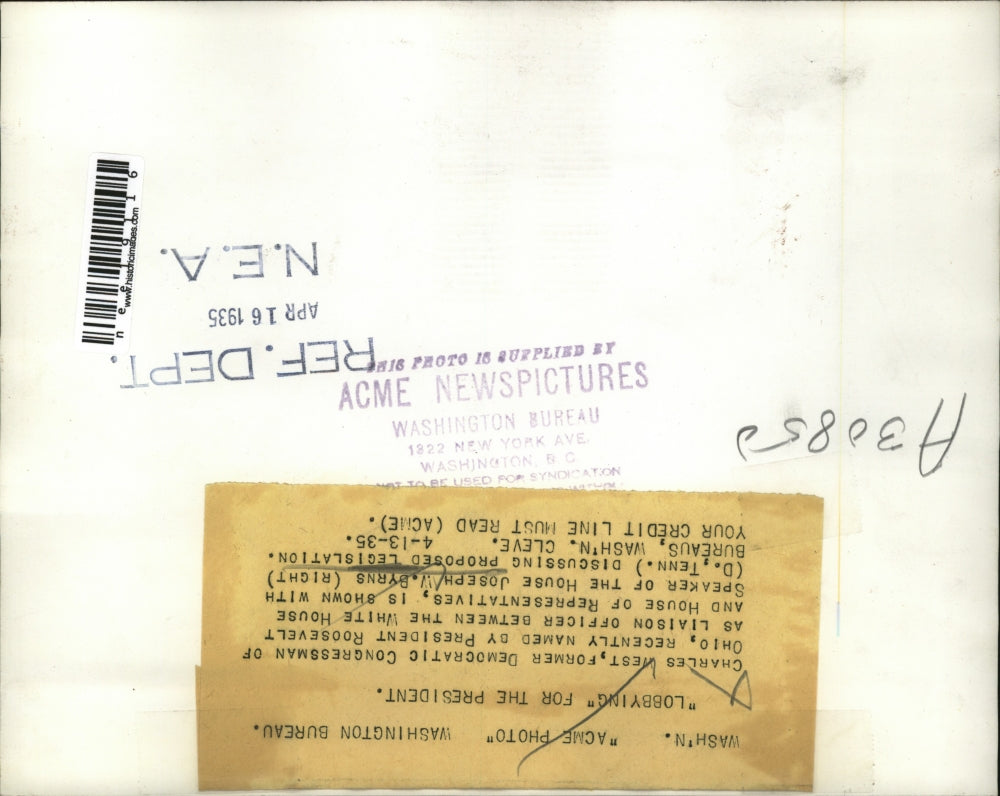 1935 Press Photo Charles West and Joseph Byrns - nee19116