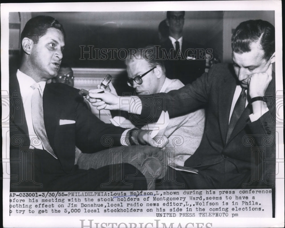 1955 Press Photo Louis Wolfson during press conference