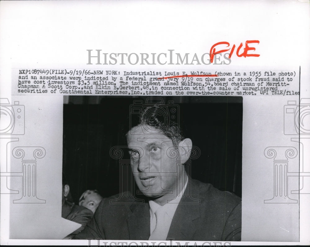 1966 Press Photo Louis E. Wilfson indicted on charges of stock fraud - nee19547