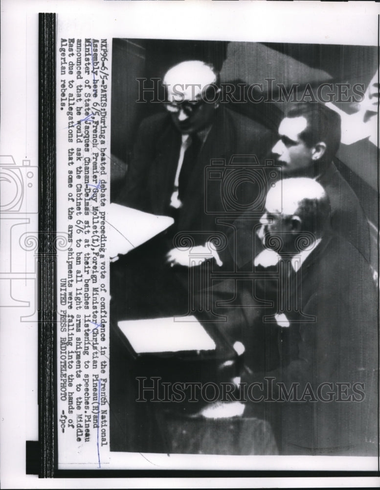 1956 Press Photo Statesmen at French National Assembly - nee19968