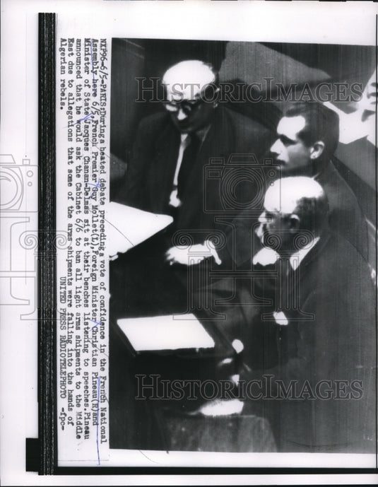 1956 Press Photo Statesmen at French National Assembly - nee19968
