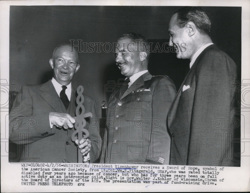 Load image into Gallery viewer, 1956 Press Photo President Eisenhower, William R. Fitzgerald, Walter J. Kohler
