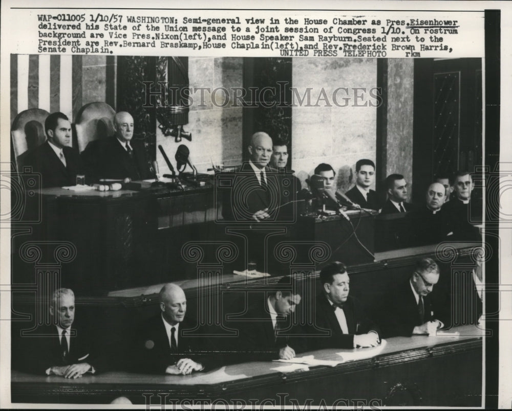 1957 Press Photo President Dwight D. Eisenhower Delivers State of Union Address