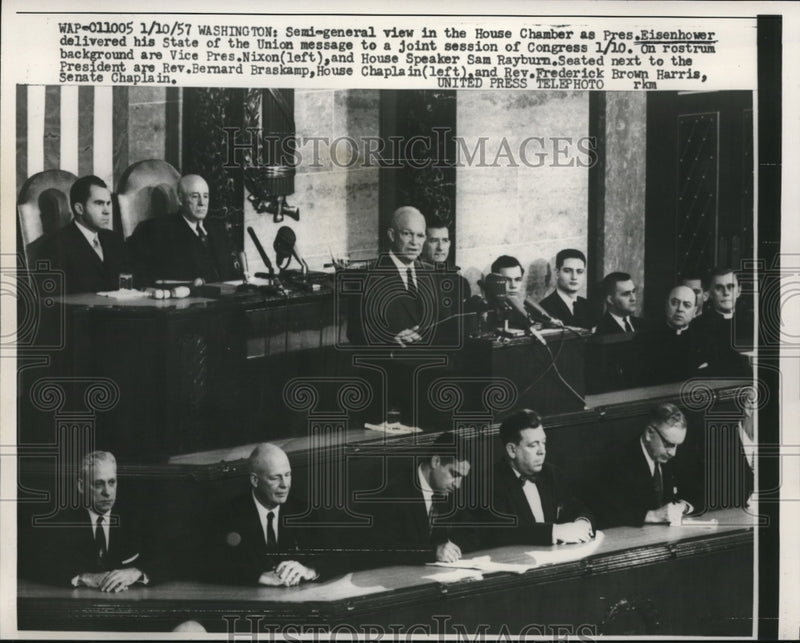 Load image into Gallery viewer, 1957 Press Photo President Dwight D. Eisenhower Delivers State of Union Address
