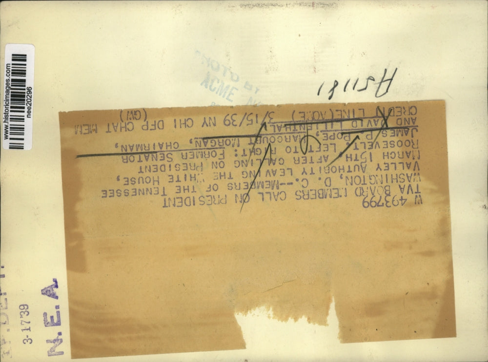 1939 Press Photo Former Senator James Pope, Harcourt Morgan & David Lilienthal