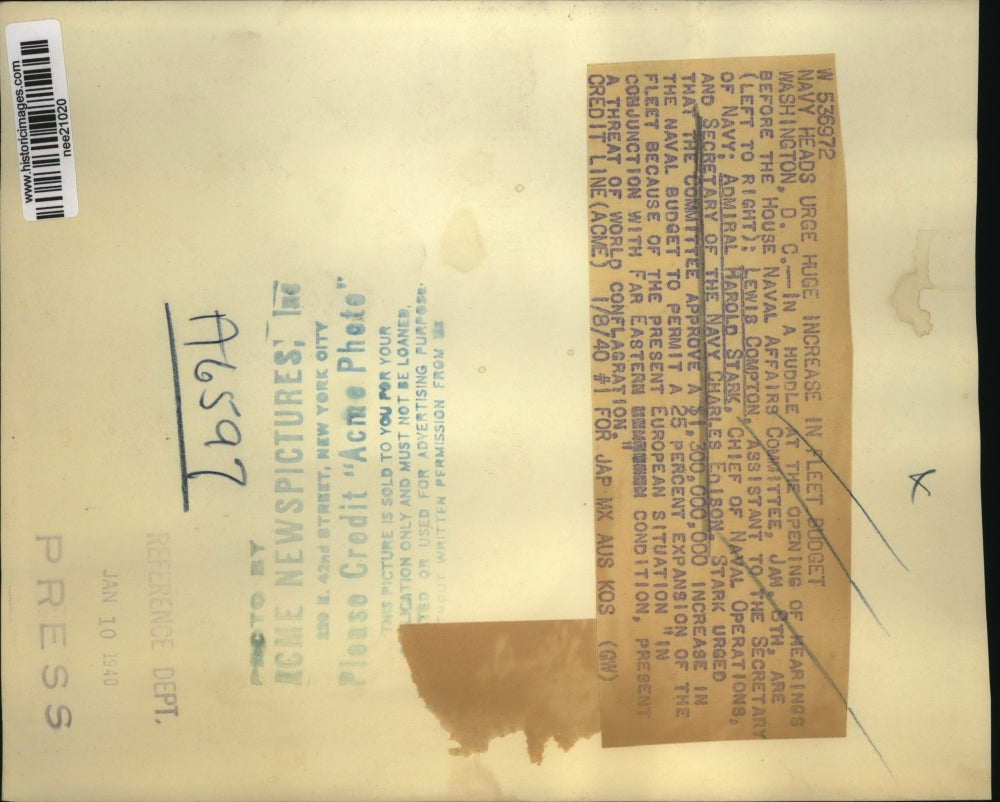 1940 Press Photo Lewis Compton, Harold Stark and Charles Edison - nee21020