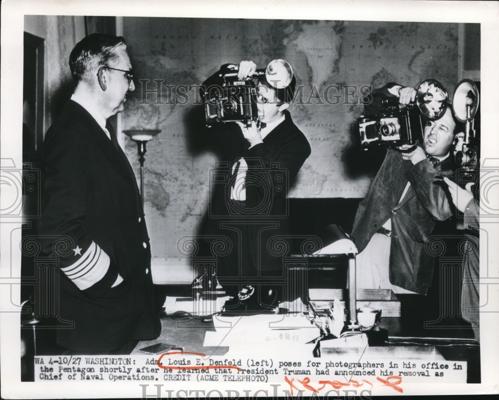 1949 Press Photo Louis Denfeld After He Learned President Truman Removed