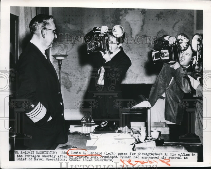 Load image into Gallery viewer, 1949 Press Photo Louis Denfeld After He Learned President Truman Removed
