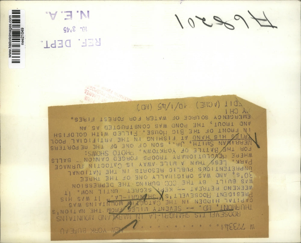 1945 Press Photo Thumont, MD Roosevelt's Shangri-La - nee21049