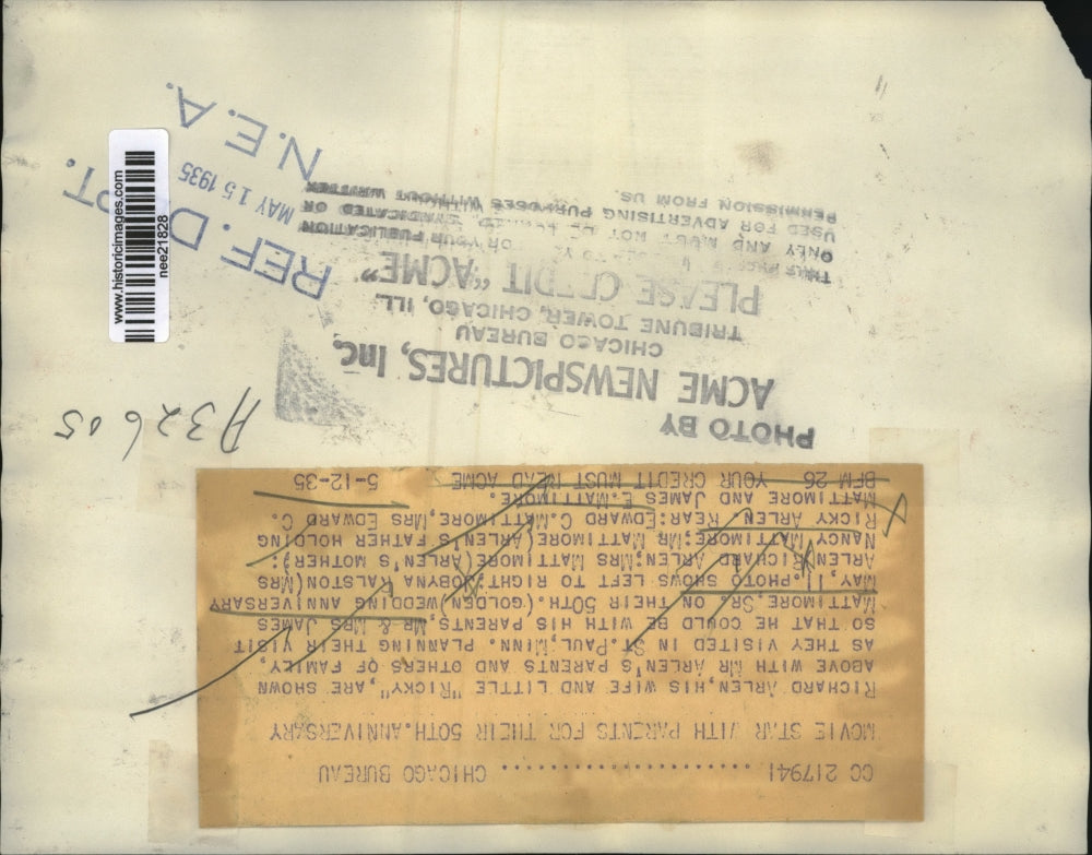 1935 Press Photo Mr. & Mrs. James Mattimore on 50th Anniversary - nee21828