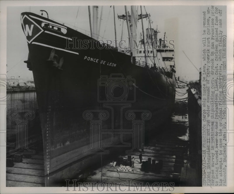 Load image into Gallery viewer, 1952 Press Photo Cargo ship Ponce De Leon on survey in Bethlehem Shipbuilding
