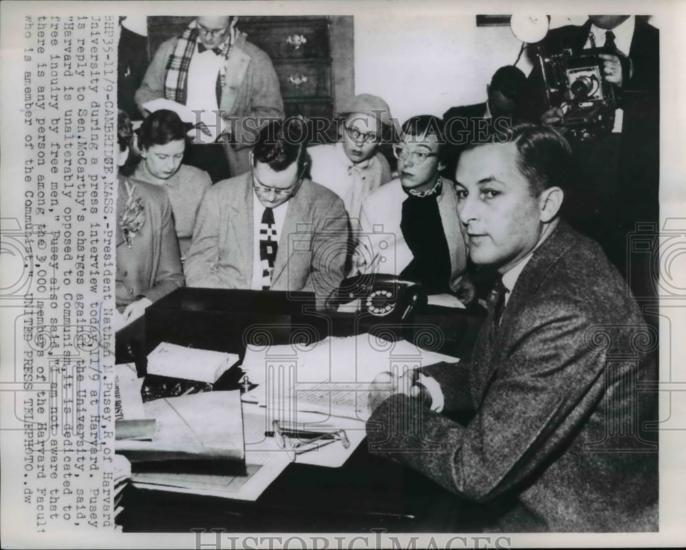 1953 Press Photo Nathan M. Pusey of Harvard University - nee22208