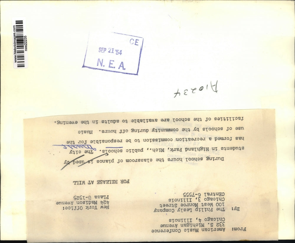 1954 Press Photo The pianos used by the students in Highland Park schools