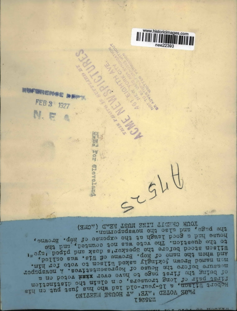 1927 Press Photo Robert Wilson with his first pair of trousers