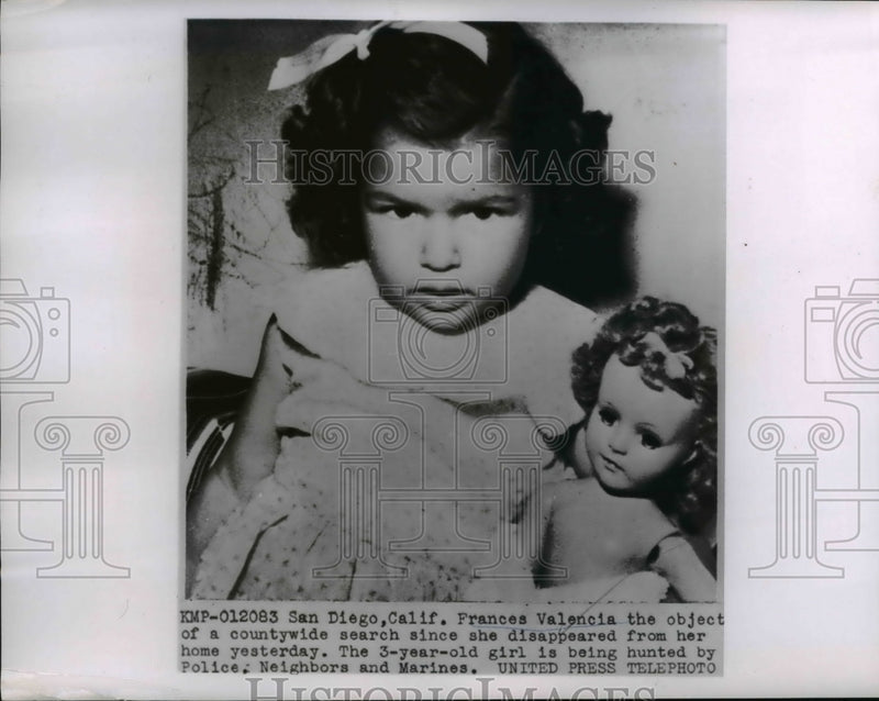 Load image into Gallery viewer, 1956 Press Photo Missing Girl Frances Valencia of San Diego California
