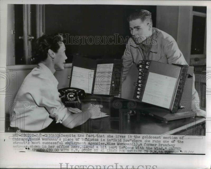 Load image into Gallery viewer, 1955 Press Photo Miss Workman, former Broadway actress in her office - nee23459

