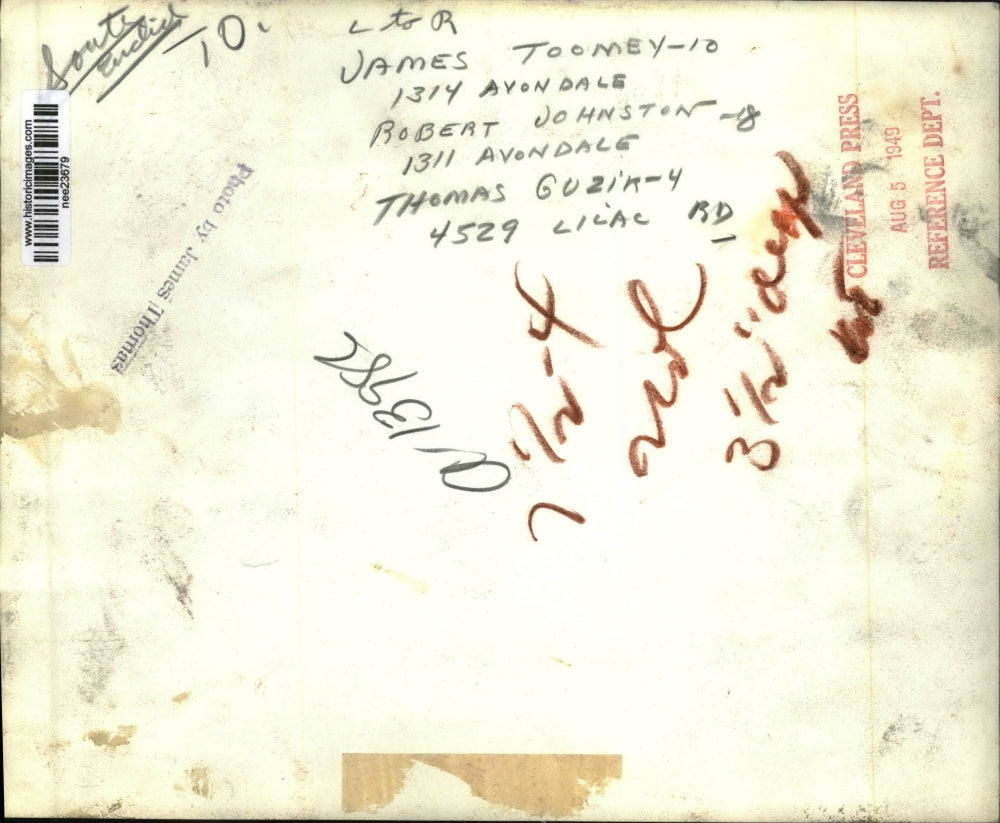 1949 Press Photo James Toomey, Robert Johnston and Thomas Guzik with their bikes