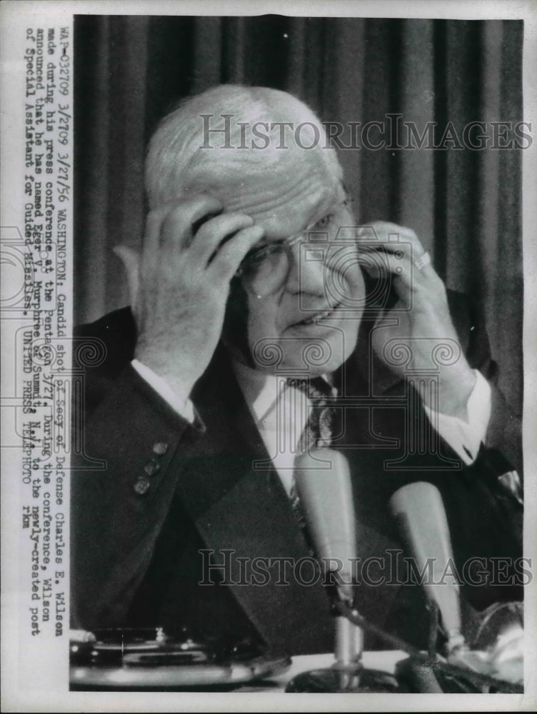 1956 Press Photo Secretary of Defense Charles E. Wilson at Pentagon Washington