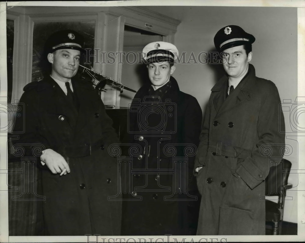 1938 Press Photo Fred A. Jones, Steward Edward Lemieux & James J. Garrigan