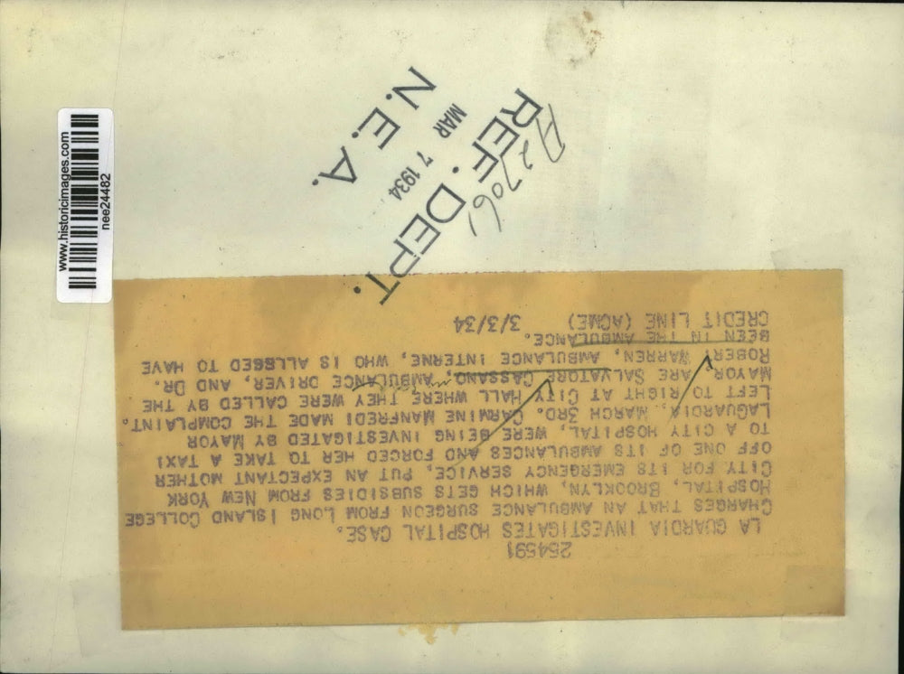 1934 Press Photo Salvatore Cassano and Dr. Robert Warren investigated